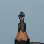 Main levée au poing - Avant-bras et une main levée, le poing fermé avec l'index pointé vers le haut.